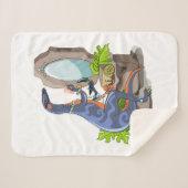 Illustratie van een Iguanodon die make-up aantrekt Sherpa Deken (Voorkant (horizontaal))