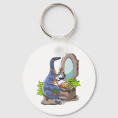 Illustratie van een Iguanodon die make-up aantrekt Sleutelhanger (Voorkant)