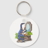 Illustratie van een Iguanodon die make-up aantrekt Sleutelhanger (Achterkant)