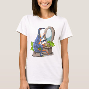 Illustratie van een Iguanodon die make-up aantrekt T-shirt