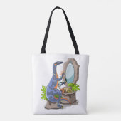 Illustratie van een Iguanodon die make-up aantrekt Tote Bag (Achterkant)