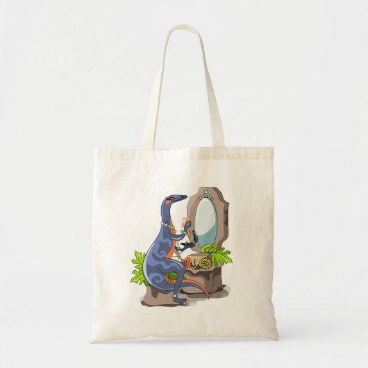 Illustratie van een Iguanodon die make-up aantrekt Tote Bag (Voorkant)