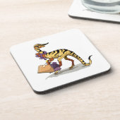 Illustratie van een Iguanodon met boodschappentass Bier Onderzetter (Linkerzijde)