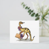 Illustratie van een Iguanodon met boodschappentass Briefkaart (Staand voorkant)