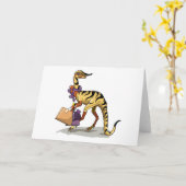 Illustratie van een Iguanodon met boodschappentass Kaart (Gele Bloem)