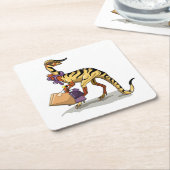 Illustratie van een Iguanodon met boodschappentass Kartonnen Onderzetters (Schuin)