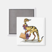 Illustratie van een Iguanodon met boodschappentass Magneet (Voorkant / Achterkant)