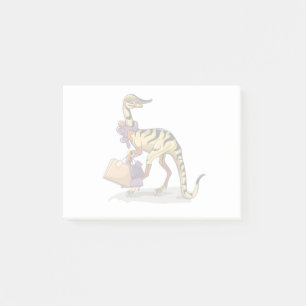 Illustratie van een Iguanodon met boodschappentass Post-it® Notes