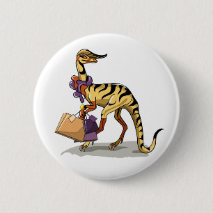 Illustratie van een Iguanodon met boodschappentass Ronde Button 5,7 Cm