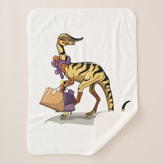 Illustratie van een Iguanodon met boodschappentass Sherpa Deken (Voorkant)