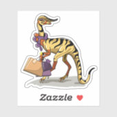 Illustratie van een Iguanodon met boodschappentass Sticker (Vel)