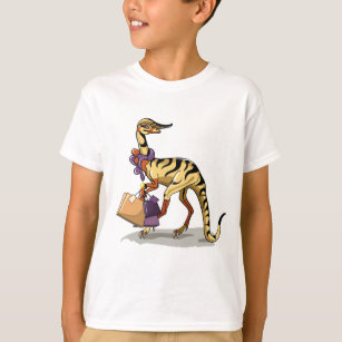 Illustratie van een Iguanodon met boodschappentass T-shirt