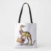 Illustratie van een Iguanodon met boodschappentass Tote Bag (Voorkant)