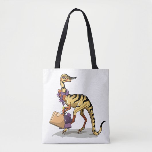 Illustratie van een Iguanodon met boodschappentass Tote Bag (Voorkant)