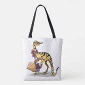 Illustratie van een Iguanodon met boodschappentass Tote Bag (Achterkant)
