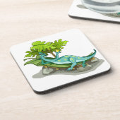 Illustratie van een Iguanodon zonnebaden. Bier Onderzetter (Linkerzijde)