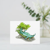 Illustratie van een Iguanodon zonnebaden. Briefkaart (Staand voorkant)