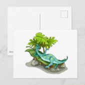 Illustratie van een Iguanodon zonnebaden. Briefkaart (Voorkant / Achterkant)