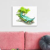 Illustratie van een Iguanodon zonnebaden. Canvas Afdruk (Insitu (Woonkamer))