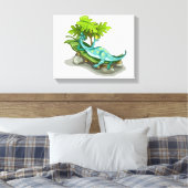 Illustratie van een Iguanodon zonnebaden. Canvas Afdruk (Insitu (Slaapkamer))