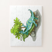 Illustratie van een Iguanodon zonnebaden. Legpuzzel (Verticaal)