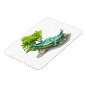 Illustratie van een Iguanodon zonnebaden. Magneet (Linkerzijde)