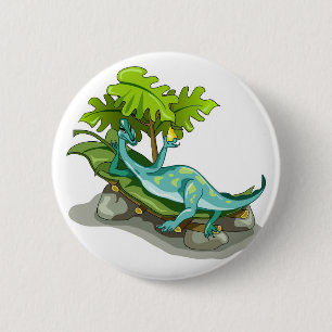 Illustratie van een Iguanodon zonnebaden. Ronde Button 5,7 Cm