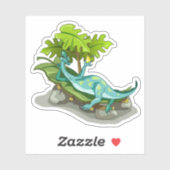 Illustratie van een Iguanodon zonnebaden. Sticker (Vel)