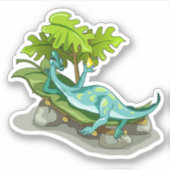 Illustratie van een Iguanodon zonnebaden. Sticker (Voorkant)