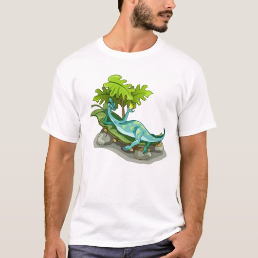Illustratie van een Iguanodon zonnebaden. T-shirt (Voorkant)