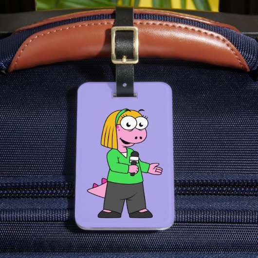 Illustratie van een journalist van Allosaurus News Bagagelabel (Voorkant Insitu 2)