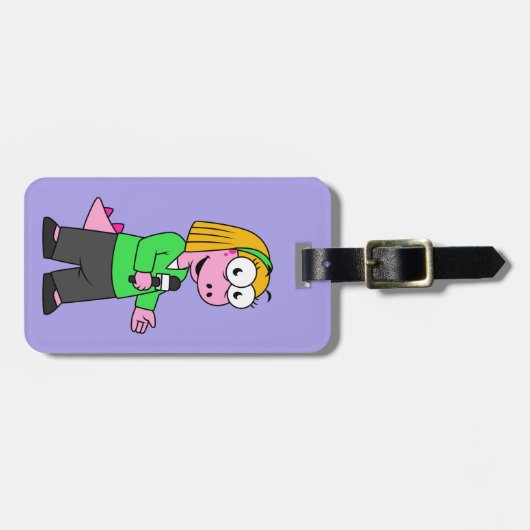 Illustratie van een journalist van Allosaurus News Bagagelabel (Voorkant horizontaal)