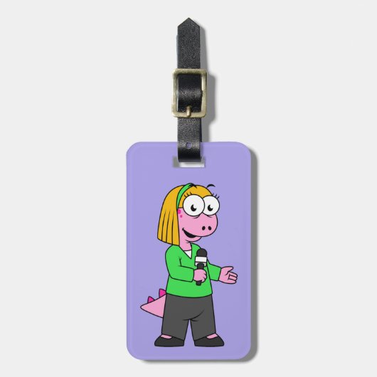 Illustratie van een journalist van Allosaurus News Bagagelabel (Voorkant verticaal)