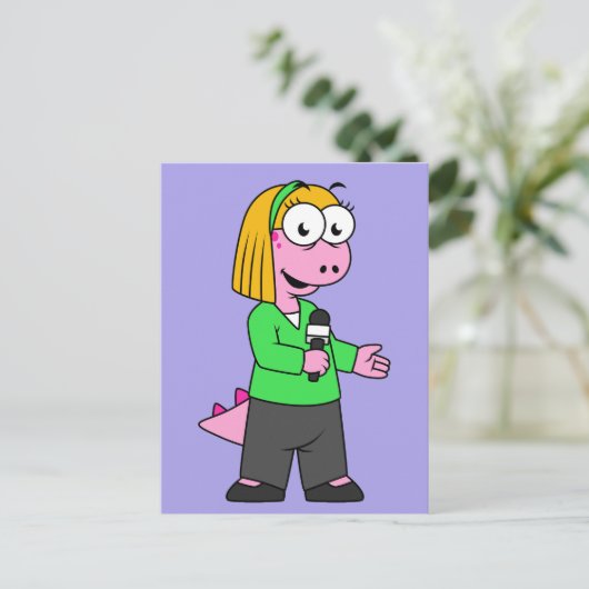 Illustratie van een journalist van Allosaurus News Briefkaart (Staand voorkant)