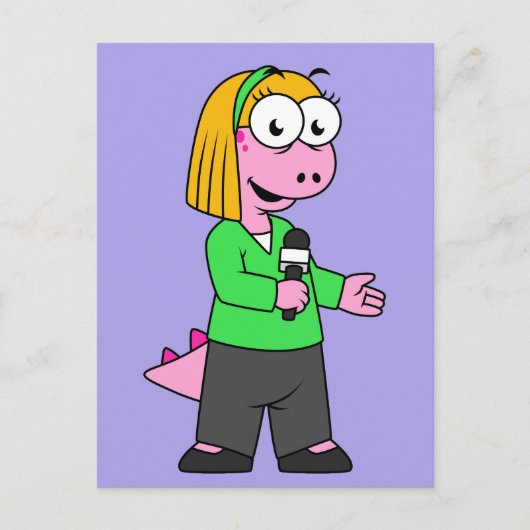 Illustratie van een journalist van Allosaurus News Briefkaart (Voorkant)