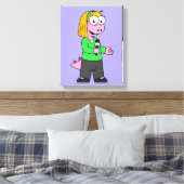 Illustratie van een journalist van Allosaurus News Canvas Afdruk (Insitu (Slaapkamer))