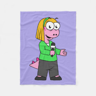 Illustratie van een journalist van Allosaurus News Fleece Deken