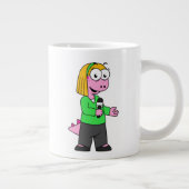 Illustratie van een journalist van Allosaurus News Grote Koffiekop (Rechts)