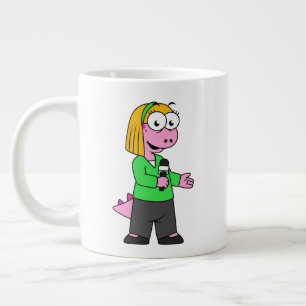 Illustratie van een journalist van Allosaurus News Grote Koffiekop
