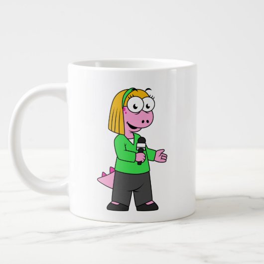 Illustratie van een journalist van Allosaurus News Grote Koffiekop (Links)