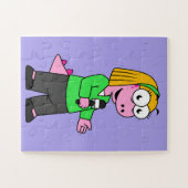 Illustratie van een journalist van Allosaurus News Legpuzzel (Horizontaal)