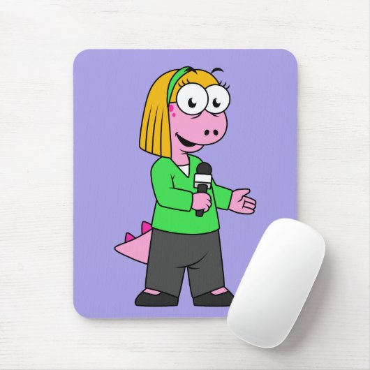 Illustratie van een journalist van Allosaurus News Muismat (Met muis)