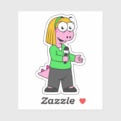 Illustratie van een journalist van Allosaurus News Sticker (Vel)