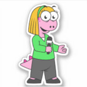 Illustratie van een journalist van Allosaurus News Sticker (Voorkant)