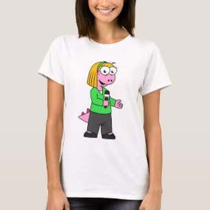 Illustratie van een journalist van Allosaurus News T-shirt