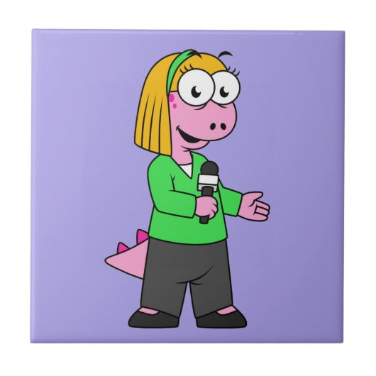 Illustratie van een journalist van Allosaurus News Tegeltje (Voorkant)