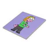 Illustratie van een journalist van Allosaurus News Tegeltje (Zijkant)