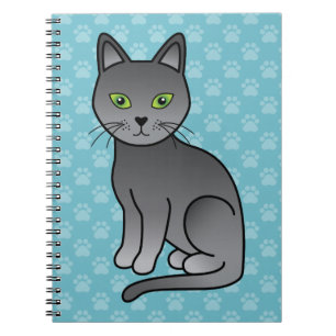 Illustratie van een kat van het Russische Blauwe r Notitieboek