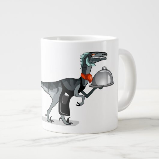 Illustratie van een kelner van het raptorvoedsel. grote koffiekop (Voorkant rechts)