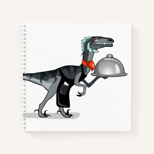 Illustratie van een kelner van het raptorvoedsel. notitieboek (Voorkant)
